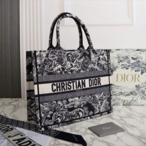 1st Copy Christian Dior Lady Bag Book Tote Black Tiger