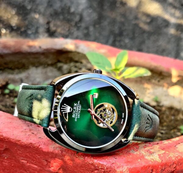 1st Copy Men's Rolex Leather Oval Moon Watch - Chrono Working 1st Copy Men's Rolex Leather Oval Moon Watch - Chrono Working