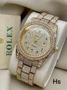 First Copy Rolex Arabic Diamond Gold Watch for Men