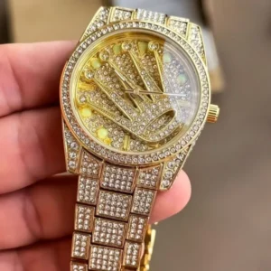 First Copy Rolex Rotating Gold with Diamond Watch