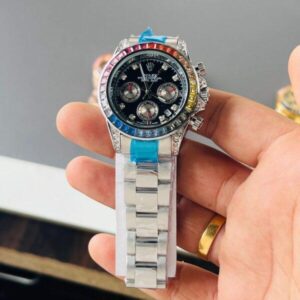 First Copy Rolex Rainbow Daytona Silver Watch for Men