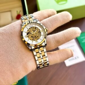 Trendy Rolex Auto Gold-TT-White Watch (APS85)