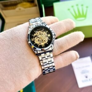 Trendy Rolex Auto Gold-TT-Silver Watch (APS87)