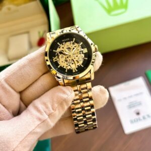 Trendy Rolex Auto Gold-TT-Black Watch (APS88)