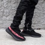 Branded Yeezy Boost 350 V2 Black Red Sneakers