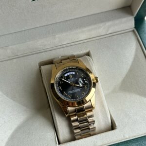 Trendy Rolex Day-Date Arabic Gold Black Watch (APS72)