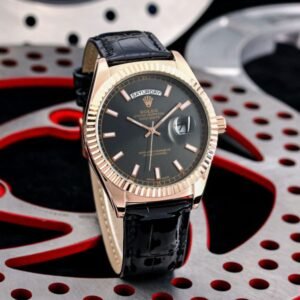 Trendy Rolex Daydate Leather Watch (APS79)