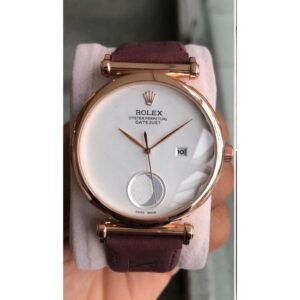 Premium Rolex Watch with Date Function, Leather Strap (SG24)