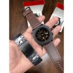 Men's Fossil Watch Chronograph New Leather Belt With Extra Stainless Steel Chain (SG207)
