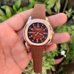 Patek Philippe Watch Rose Gold Brown Silicone Watch For Men (SG205)