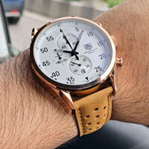 Tag Heauer Brown leather Chronograph Working Watch For Men (SG56)