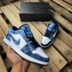 Branded Air 1 Washed Denim Low Sneakers
