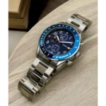 Trendy Fossil Round Dial Auto Watch Silver Blue Watch For Men (SHH04681)