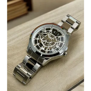 Trendy Armani Exchange Auto Silver Black Watch For Men (SHH04689)