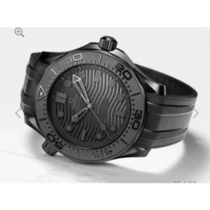 Trendy Omega Seamaster Diver Black Ceramic on Rubber Strap Watch For Men (SHH04776)